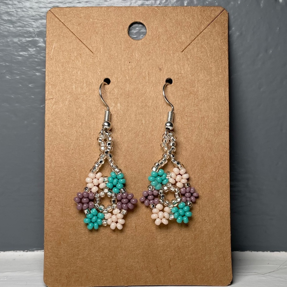 Huichol Beaded Flower Earrings